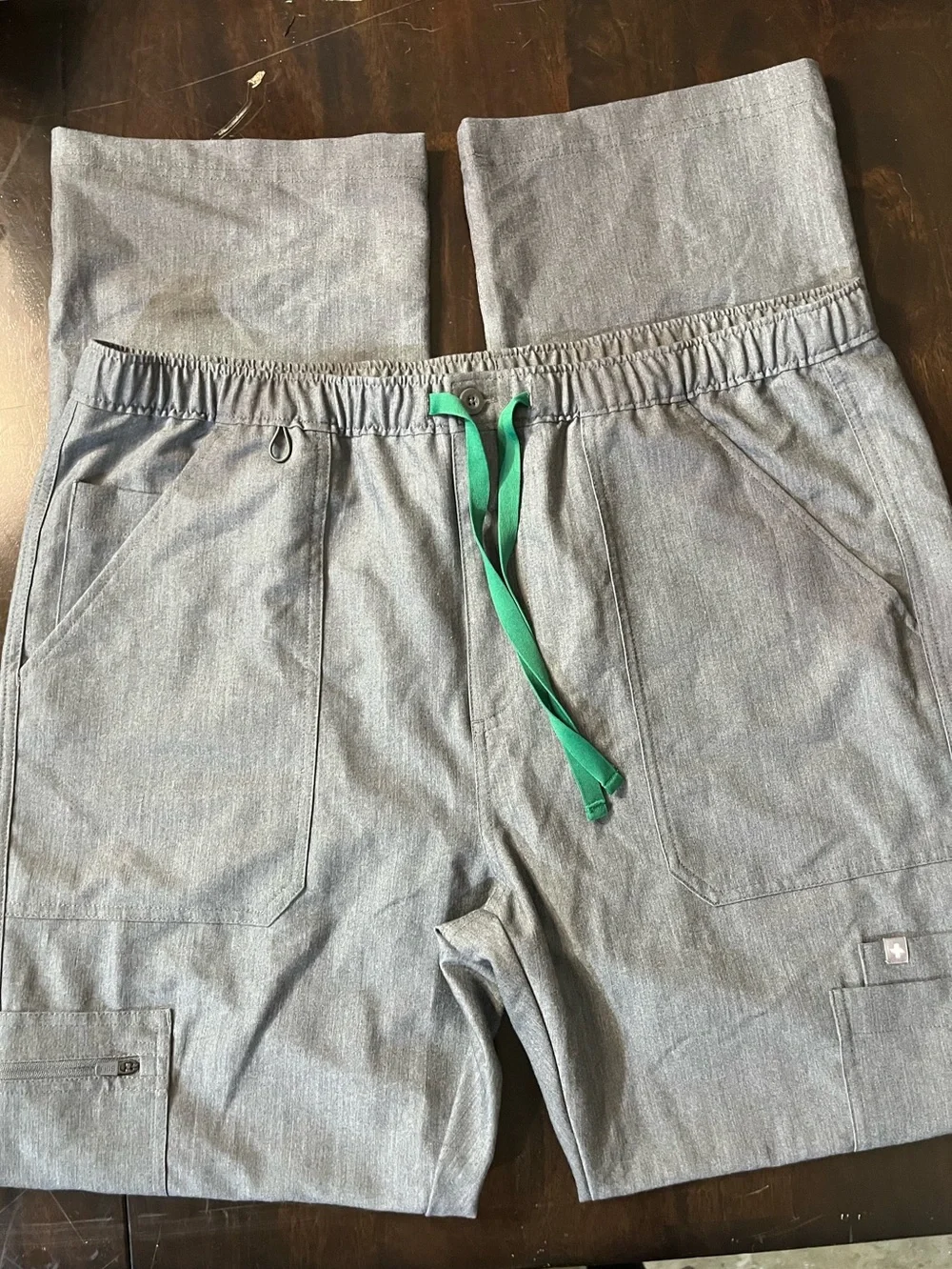 Figs Cairo Cargo Straight Leg Scrub Pants, Technical Collection, Grey, Sz XL